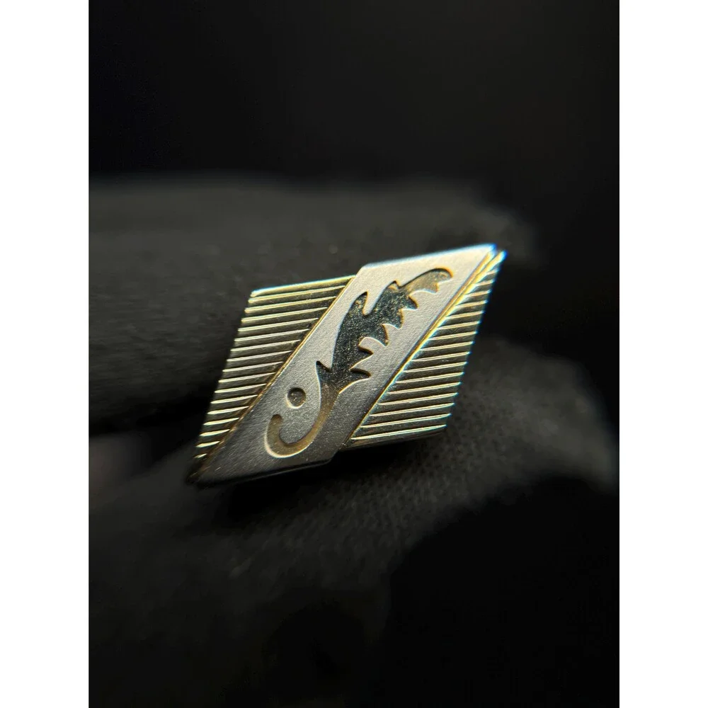 Vintage Anson Two Tone Modernist Cufflinks Abstract Geometric